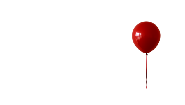 Single red balloon on black background