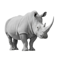 Fototapeta premium White rhinoceros monochrome image isolated on transparent background