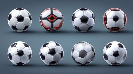 Soccer Balls 3D Render with Sports Equipment.
