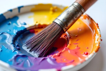Obraz premium paints and brushes on the table