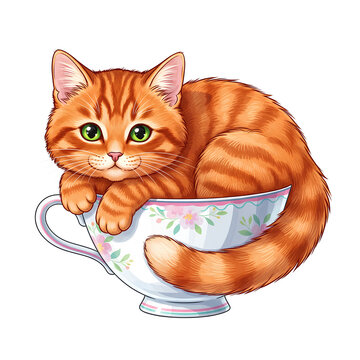 A cat in a teacup