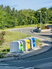 Colorful recycling bins in a Croatian street