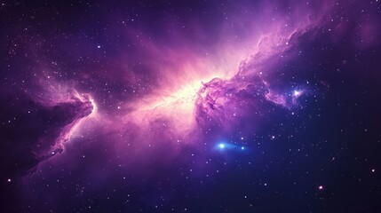 Obraz premium Stunning cosmic nebula in vibrant purple hues, showcasing the beauty of space and stellar activity in a vast universe.