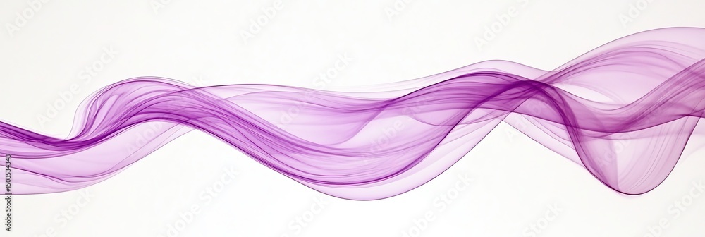 Poster abstract wave of delicate purple tones flowing through soft gradient with dynamic fluid motion.