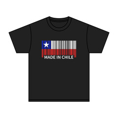 Black t-shirt Made In Chile with flag barcode
