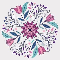 Fototapeta premium Intricate Mandala Art Vector | Boho Floral Mandala Design | Symmetrical Line Art for Coloring Pages, Tattoos, Cricut, and Digital Downloads