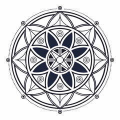 Fototapeta premium Intricate Mandala Art Vector | Boho Floral Mandala Design | Symmetrical Line Art for Coloring Pages, Tattoos, Cricut, and Digital Downloads