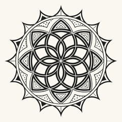 Intricate Mandala Art Vector | Boho Floral Mandala Design | Symmetrical Line Art for Coloring Pages, Tattoos, Cricut, and Digital Downloads