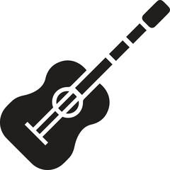 Acoustic guitar black silhouette. Music instrument icon. Vector illustration.