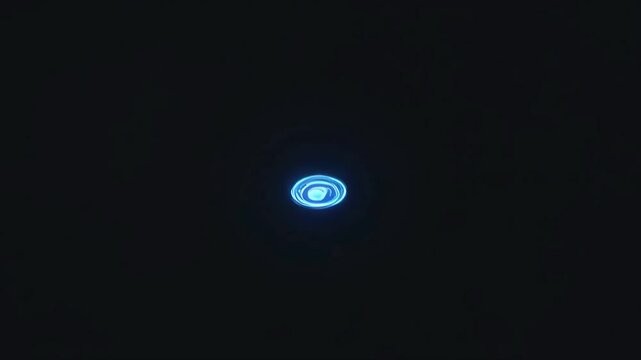 Futuristic digital interface with glowing blue circular elements, high-tech HUD (heads-up display) style, interconnected data nodes and abstract technological symbols, floating in a dark blue and blac