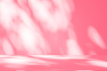 Wall interior background, studio and backdrops show products.with shadow from window color pink background for text insertion and presentation interior decoration	