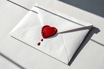 An open envelope with a red wax seal reveals a love letter, a romantic symbol of Valentine's Day correspondence