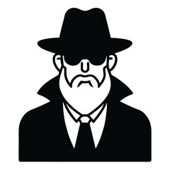 Black Bearded Spy Character with Sunglasses