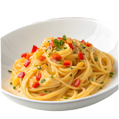 Cheese and pepper pasta isolated on transparent background