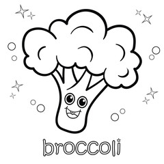 Coloring book for kids, Broccoli vector