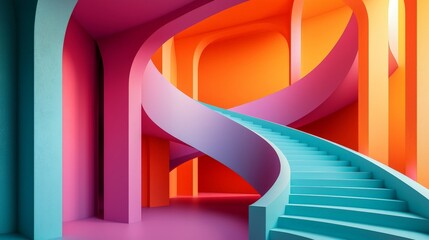 Minimalistic Rhythmic Arcs in Colorful Interior Design