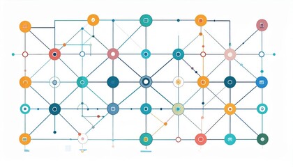 Abstract Network Diagram With Colorful Connections