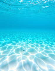 Obraz premium Crystal-clear azure waters shimmering above a sunlit sandy seabed., graphic novel art. with white shades