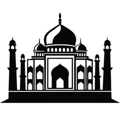 Classic Taj Mahal Silhouette vector icon