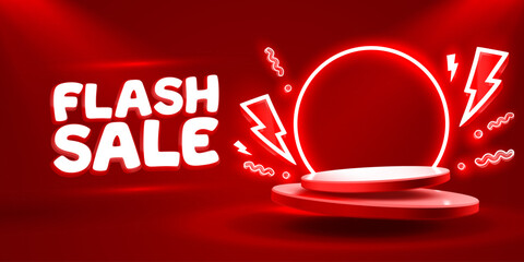 Flash sale event, big sale offer, poster label. Vector illustration