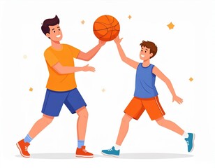 Two Boys Playing Basketball