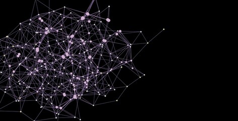 Complex network visualization.  Ideal for technology, AI, and connection concepts.