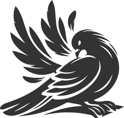 Cute bird pigeon vector animal silhouette drawing