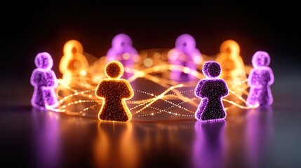 Diverse glowing people community