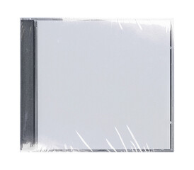 CD disk video case on black background. Isolated music transparent mockup. Clean cover box template.