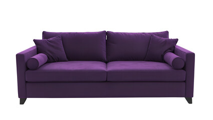 Luxurious Purple Sofa PNG Isolated on Clear Background