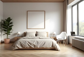 Spacious and Serene Bedroom in Upscale Apartment Interior