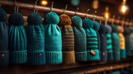 Winter Hats with Knitted Beanies, and Shop Display.