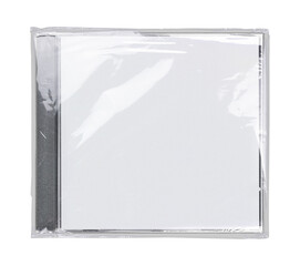 CD disk video case on black background. Isolated music transparent mockup. Clean cover box template.