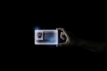 hand holding a digital ID card
