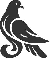 Cute bird pigeon vector animal silhouette drawing