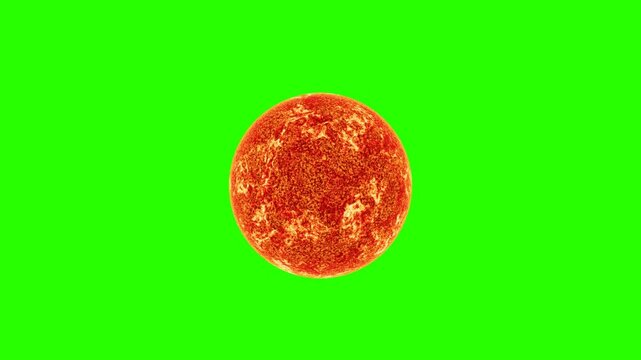 Realistic sun rotating animation on green screen background