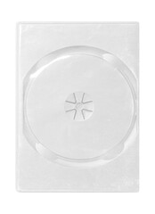 DVD disk video case on black background. Isolated game transparent mockup. Clean cover box template.