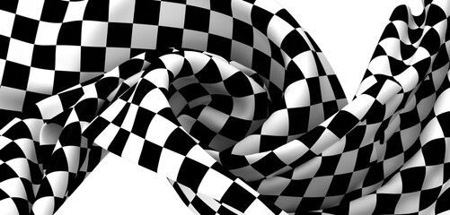 Abstract image of a flowing checkered flag. Perfect for racing, speed, competition themes.