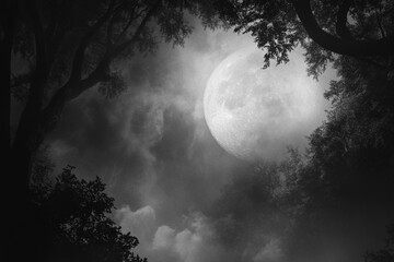 Fantasy novel design using moon and tree shadows