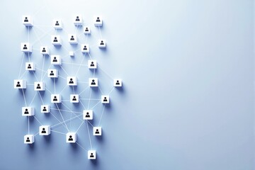 Abstract social network connections on a light background.