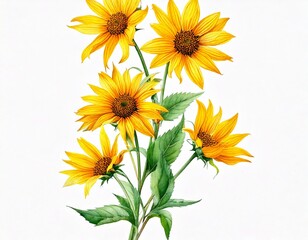 Obraz premium Bouquet with yellow wild sunflower flowers (Helianthus tuberosus, sunroot, sunchoke, Jerusal.jpg
