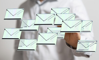 Image of many digital email envelopes, representing online communication and inbox management.