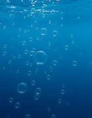 tiny shimmering air pockets beneath the water's surface, low-poly. with white shades