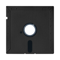 Obraz premium Floppy disk or diskette case on black background. Isolated transparent mockup. Clean cover box template.