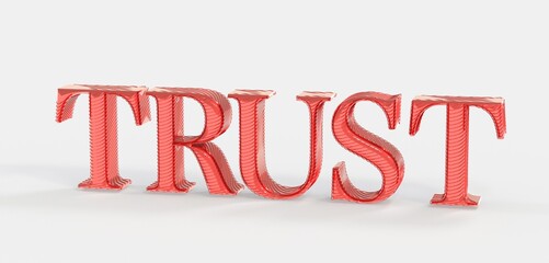 High-quality stock photo of the word TRUST in 3D red textured letters. Ideal for concepts of...