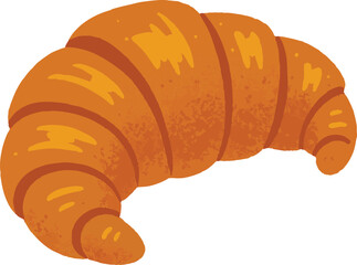 Textured Croissant Illustration – Hand-Drawn Flat Style Bakery Icon