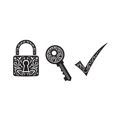 Stylized Two Factor Authentication Icon with Tribal Tattoo Eleme