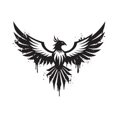 Obraz premium Stylized phoenix illustration with paint drips and stencil effec