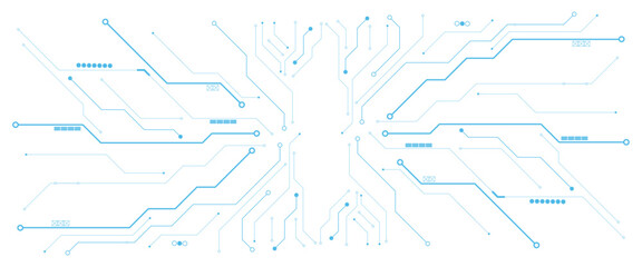 Abstract CPU processor or semiconductor with Power icon with glowing pixels on technology circuit board.