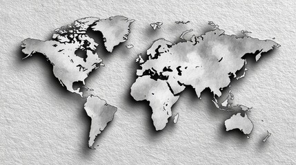Elegant monochrome world map illustration